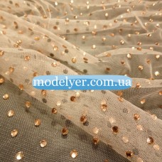 Ткань Сетка с камнями (пудра)